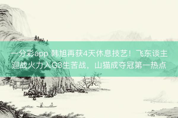 一分彩app 韩旭再获4天休息技艺！飞东谈主迎战火力入G3生苦战，山猫成夺冠第一热点
