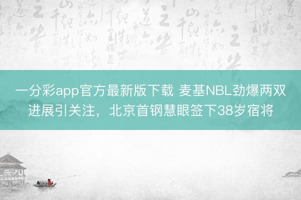 一分彩app官方最新版下载 麦基NBL劲爆两双进展引关注，北京首钢慧眼签下38岁宿将