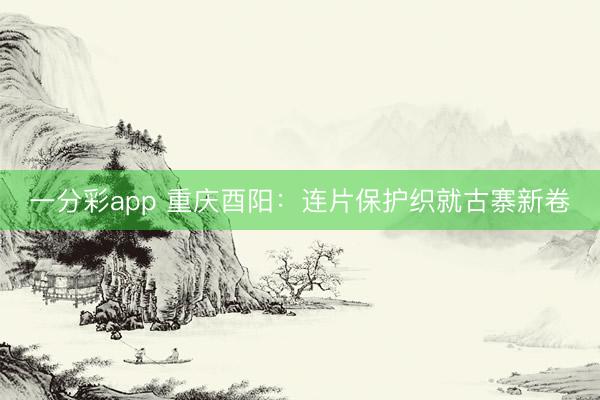 一分彩app 重庆酉阳:连片保护织就古寨新卷