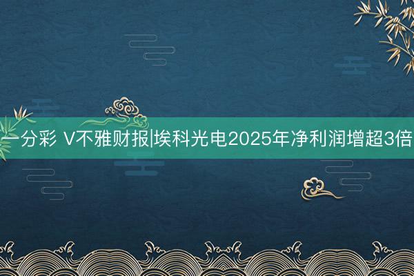 一分彩 V不雅财报|埃科光电2025年净利润增超3倍